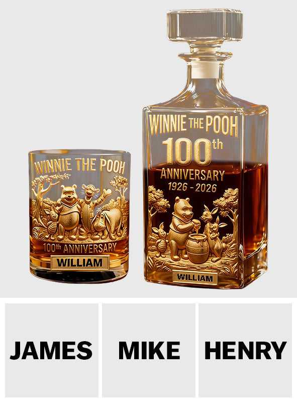 Honey Bear Celebrate 100th Anniversary - Personalized Yellow Bear Whiskey Decanter Set