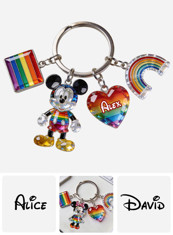 Love Is Love Pride Month - Personalized LGBT Support Premium Keychain With Charms
