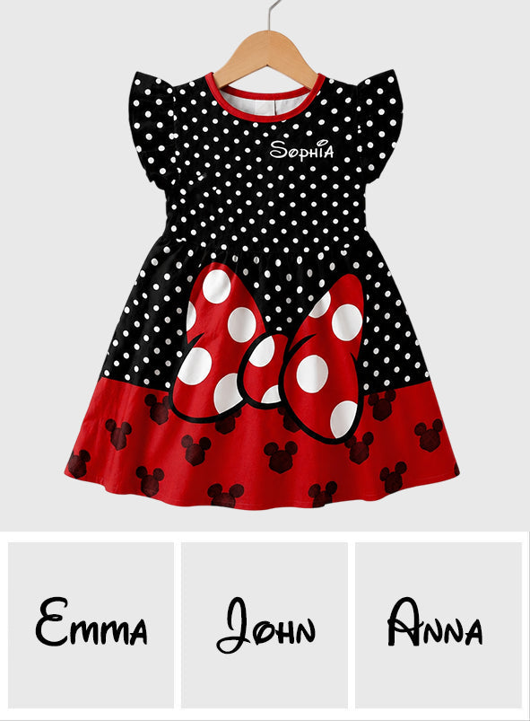 Belive In Magic - Personalized Mouse Kid Ruffle Sleeve Dress