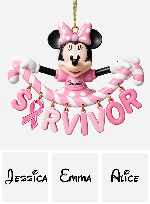 The Survivor - Personalized Breast Cancer Awareness Ornament With Charm