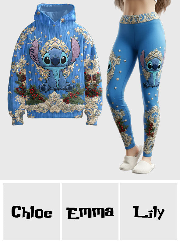 Festive Alien Knit - Personalized Ohana Hoodie and Leggings