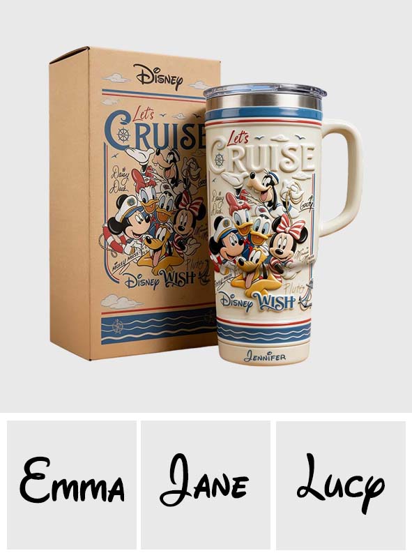 Let's Cruise - Personalized Disney Cruise Handle Tumbler With Box