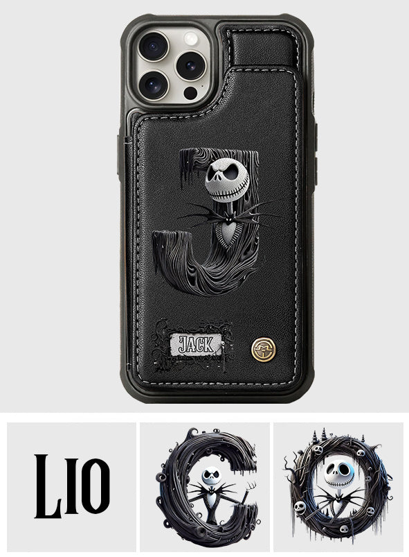 Gothic Initial Letter Gift - Personalized Nightmare Wallet Phone Case