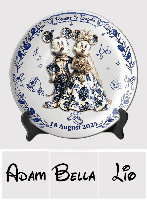 Newlyweds - Personalized Mouse Ceramic Round Plate