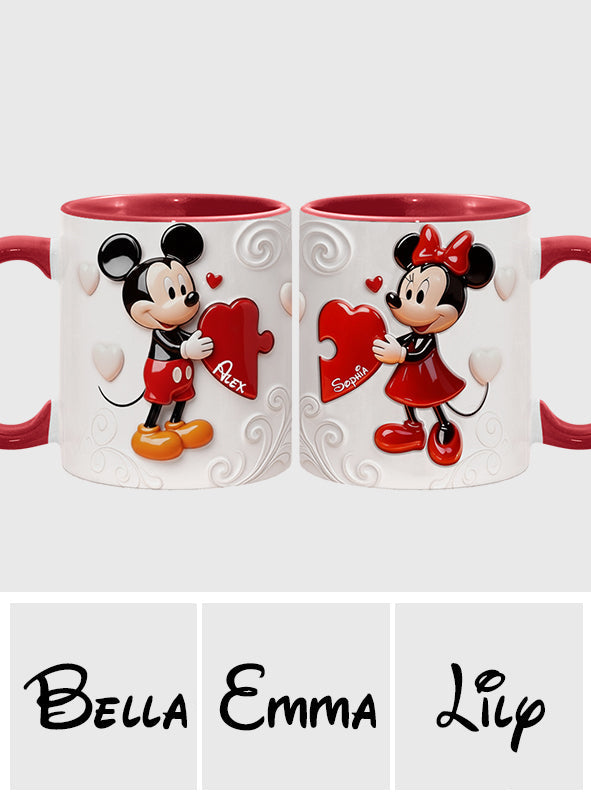 Magical Cartoon Mouse Couple, Matching Mug - Personalized Mouse Accent Mug