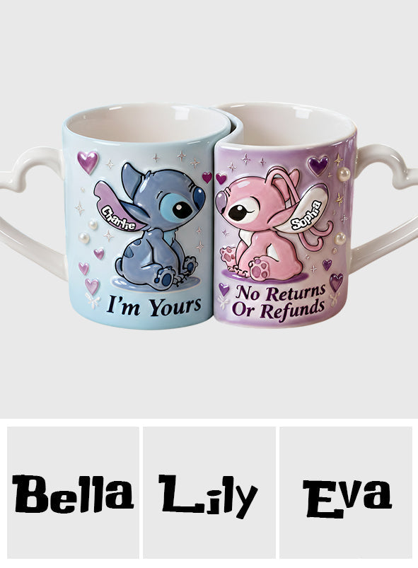 No Returns Or Refunds - Personalized Ohana Matching Heart Handle Mug
