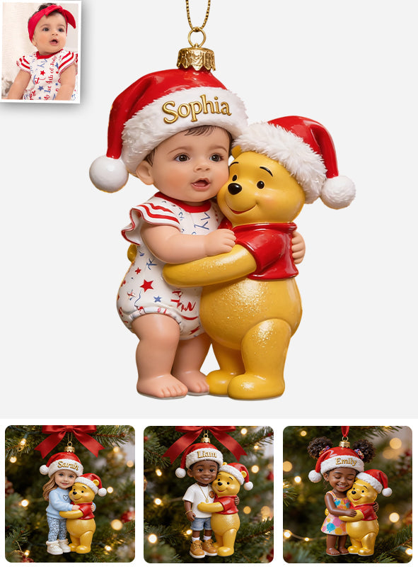 Merry Christmas - Personalized Yellow Bear Premium 3D Ornament