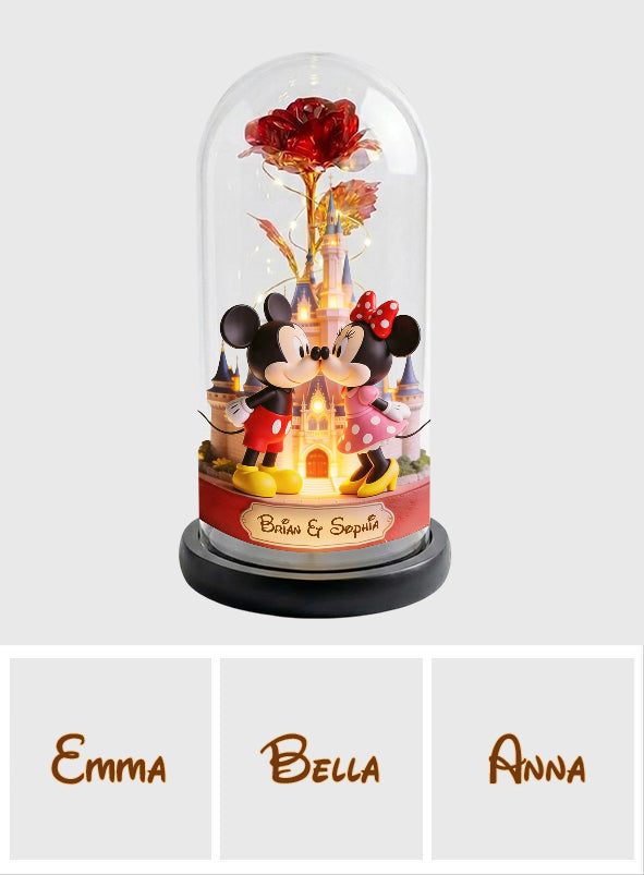 Our Journey - Personalized Dream Trip Glowing Roses Glass Dome