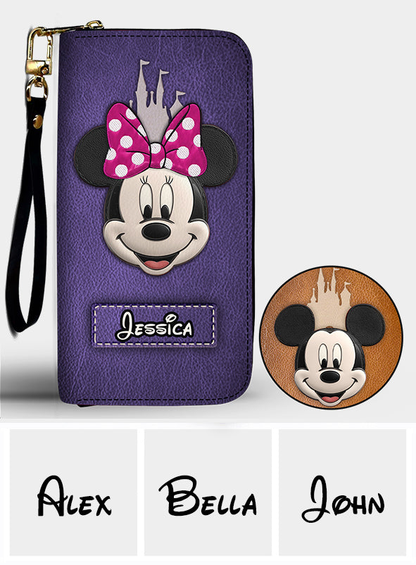 Dream Magic Custom Name - Personalized Mouse Leather Long Wallet