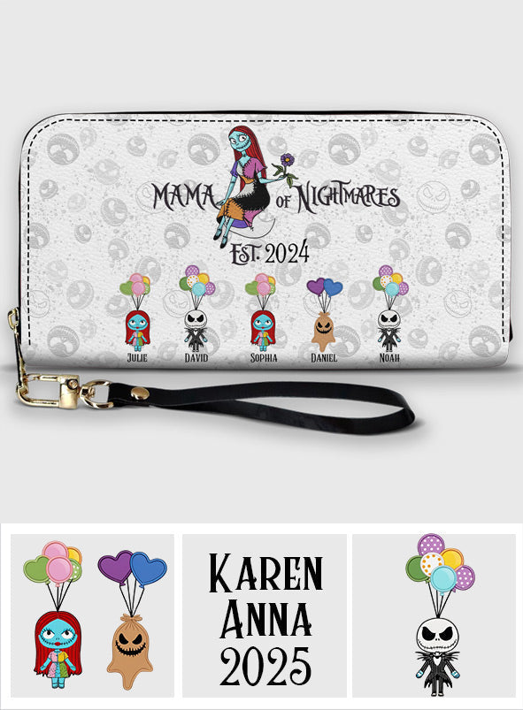 Mama Of Nightmares - Personalized Nightmare Leather Long Wallet