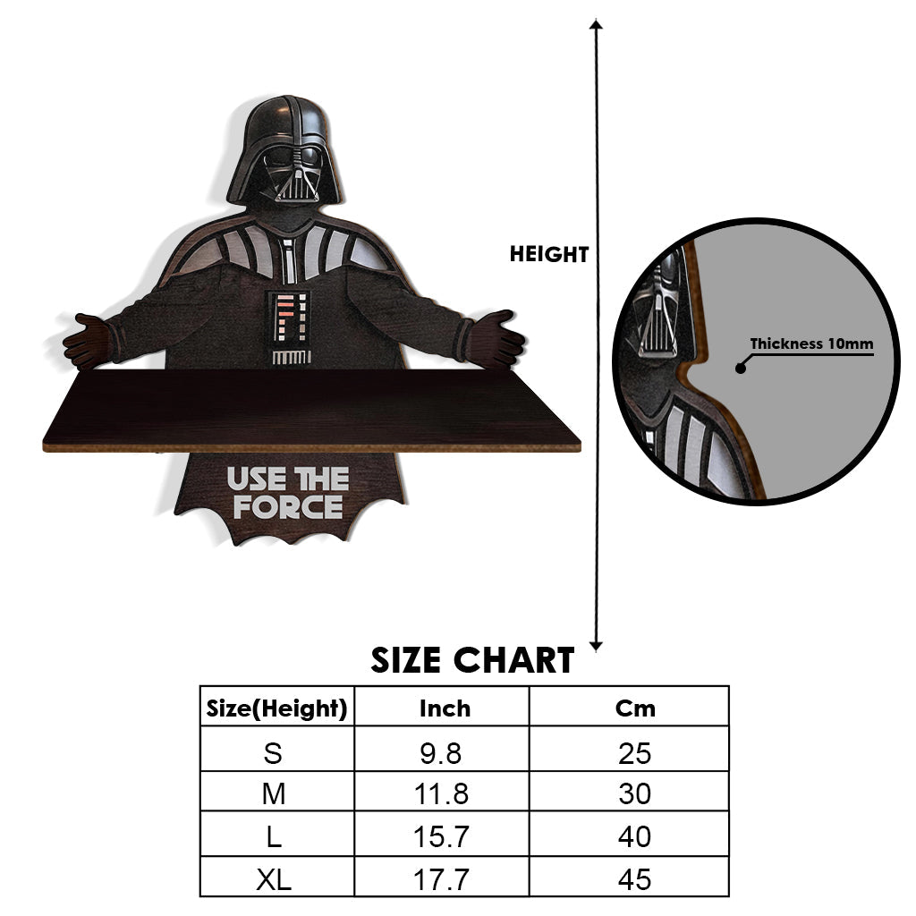 Use The Force - Personalized The Force Wooden Floating Shelf