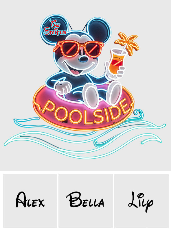 Welcome To Our Poolside - Personalized Mouse Neon LED Light Sign