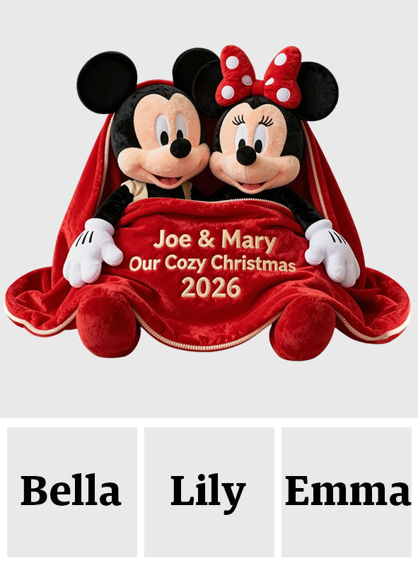 Couple Cozy Christmas - Personalized Mouse Premium Faux Fur Pillow