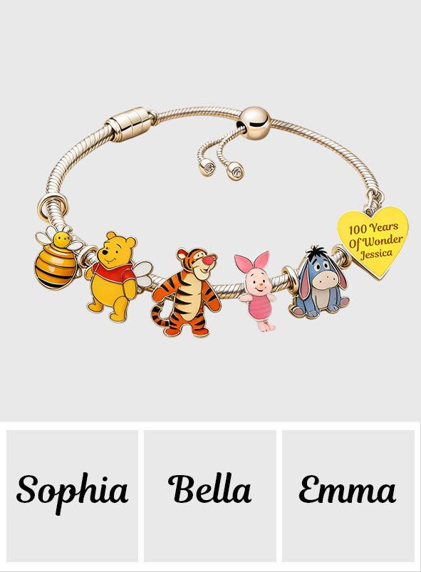 100 Years Of Wonder - Personalized Yellow Bear Adjustable Charm Bracelet