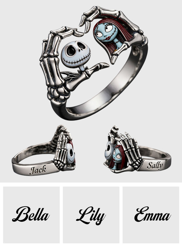 Skeleton Heart Hands - Personalized Nightmare Adjustable Shaped Ring