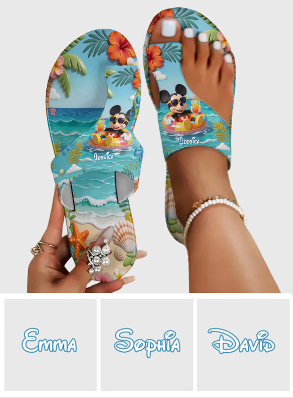 Summer Vibes Mouse Ears - Personalized Mouse Open Toe Sandals