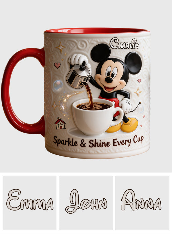 Sparkle & Shine Every Cup - Personalized Mouse Accent Mug & Coaster