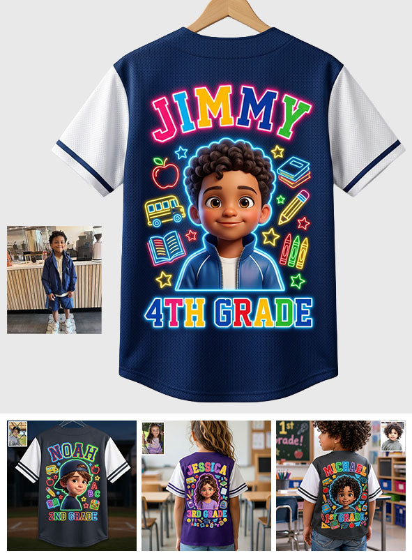 Back To School Gift, Neon Style Jersey - Personalized Kid Baseball Jersey