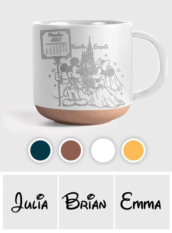 Happily Ever After - Personalized Mouse Engraved Pottery Mug