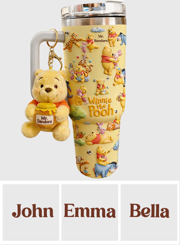 Honey Bear - Personalized Yellow Bear Tumbler With Handle
