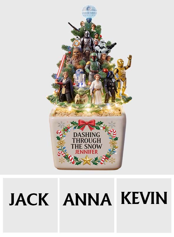 Dashing Through The Snow - Personalized The Force LED Light Ceramic Pot