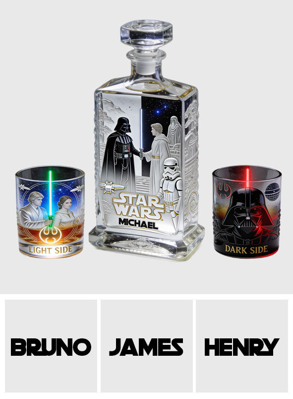 The Ultimate Light & Dark Side Spirit - Personalized The Force Whiskey Decanter Set