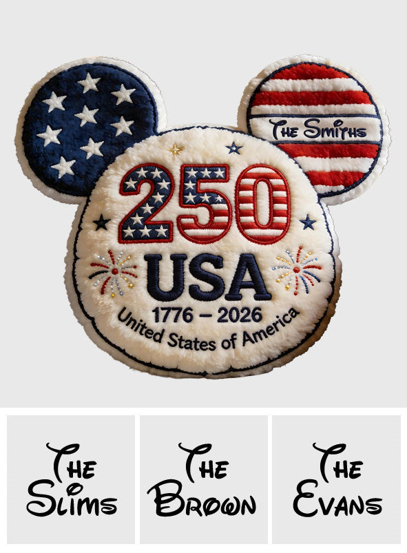 Mouse Ears America 250th Anniversary - Personalized Mouse Premium Faux Fur Pillow