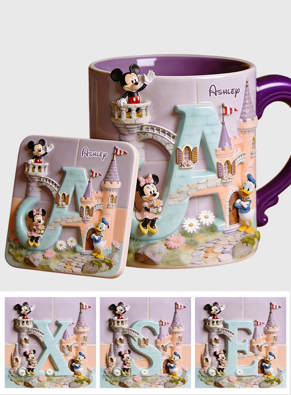 Magical Alphabet Letter Custom Name - Personalized Mouse Accent Mug & Coaster