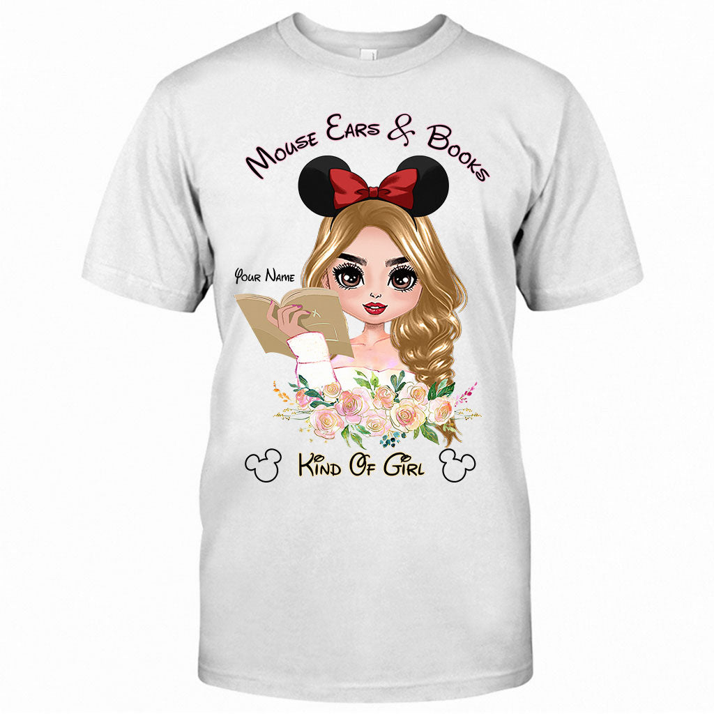 Mouse Ears And Book Kind Of Girl - Personalized Book T-shirt and Hoodie