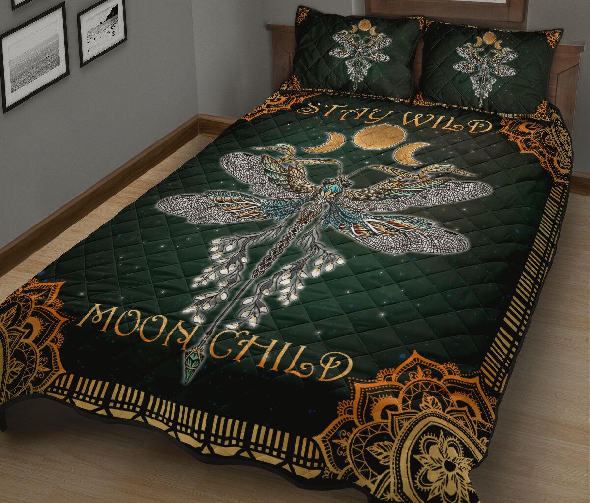 Stay Wild Moon Child Dragonfly Quilt Set 0622