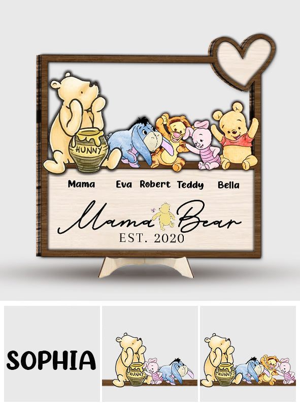 Mama Bear Since Est - Personalized Mother 2 Layered Wood Sign / Wood Plaque