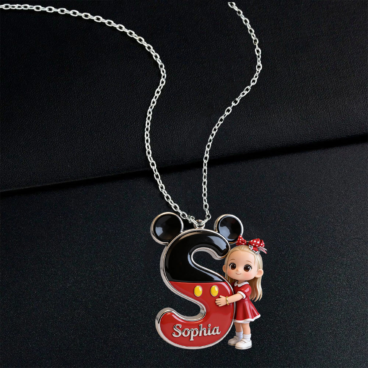 Cute Cartoon Letter - Personalized Mouse Shaped Metal Pendant Necklace
