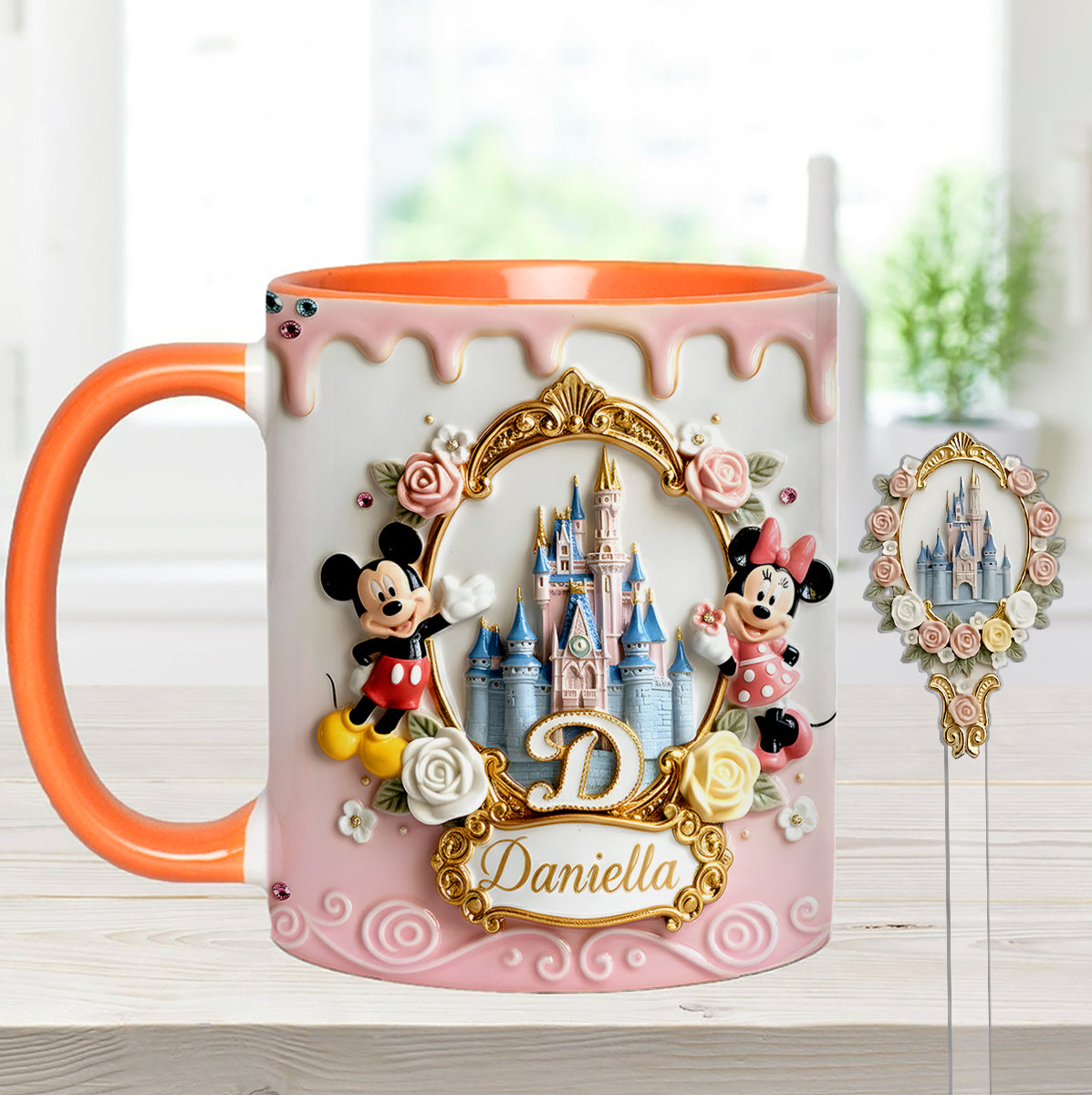 Custom Initial Magic Castle - Personalized Mouse Set Accent Mug with Acrylic Stirres