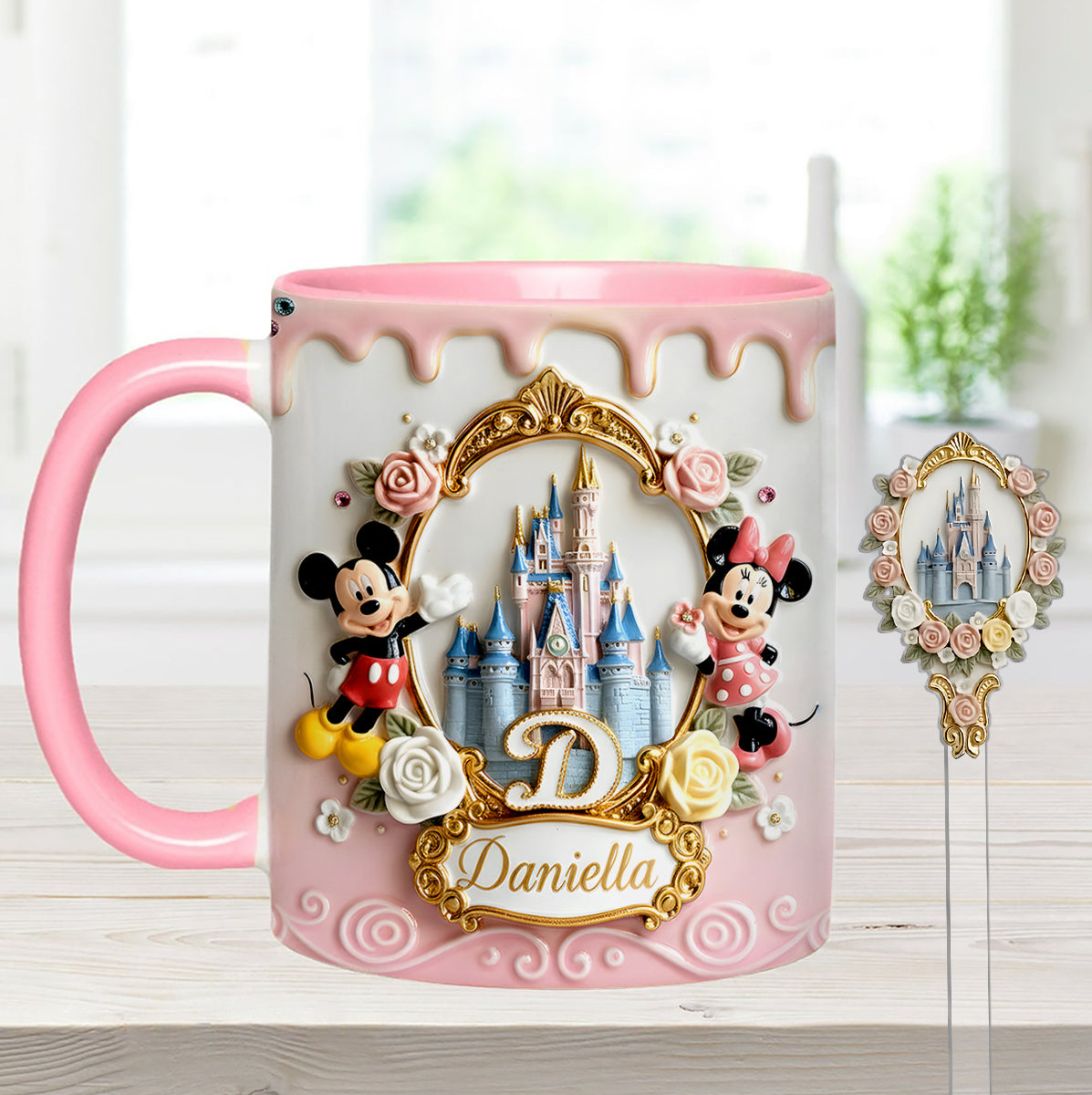 Custom Initial Magic Castle - Personalized Mouse Set Accent Mug with Acrylic Stirres