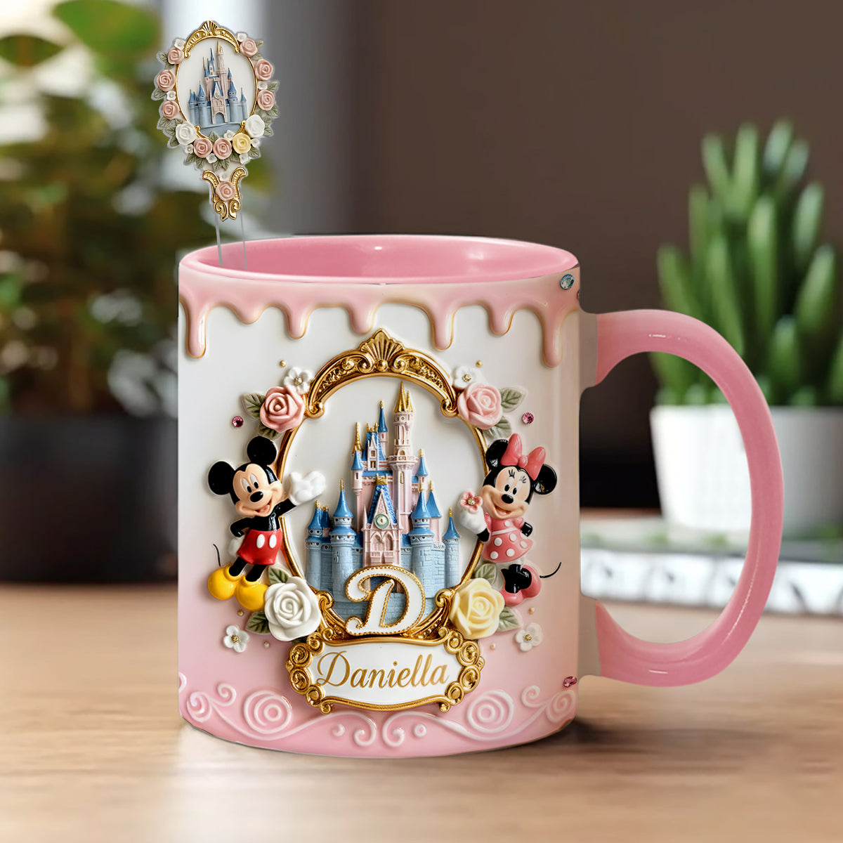 Custom Initial Magic Castle - Personalized Mouse Set Accent Mug with Acrylic Stirres