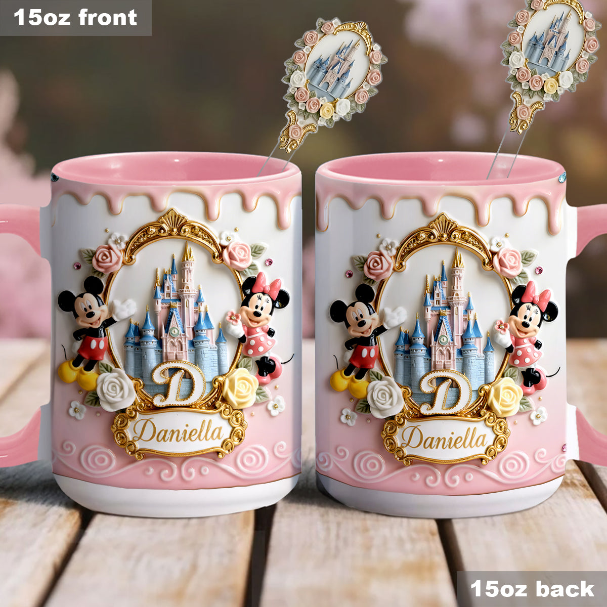 Custom Initial Magic Castle - Personalized Mouse Set Accent Mug with Acrylic Stirres