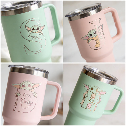 Too Cute I Am Custom Initial - Personalized The Force Tumbler With Handle