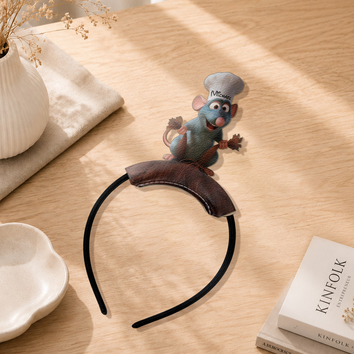Funny Cooking Mouse - Personalized Mouse Shaped Leather Headband