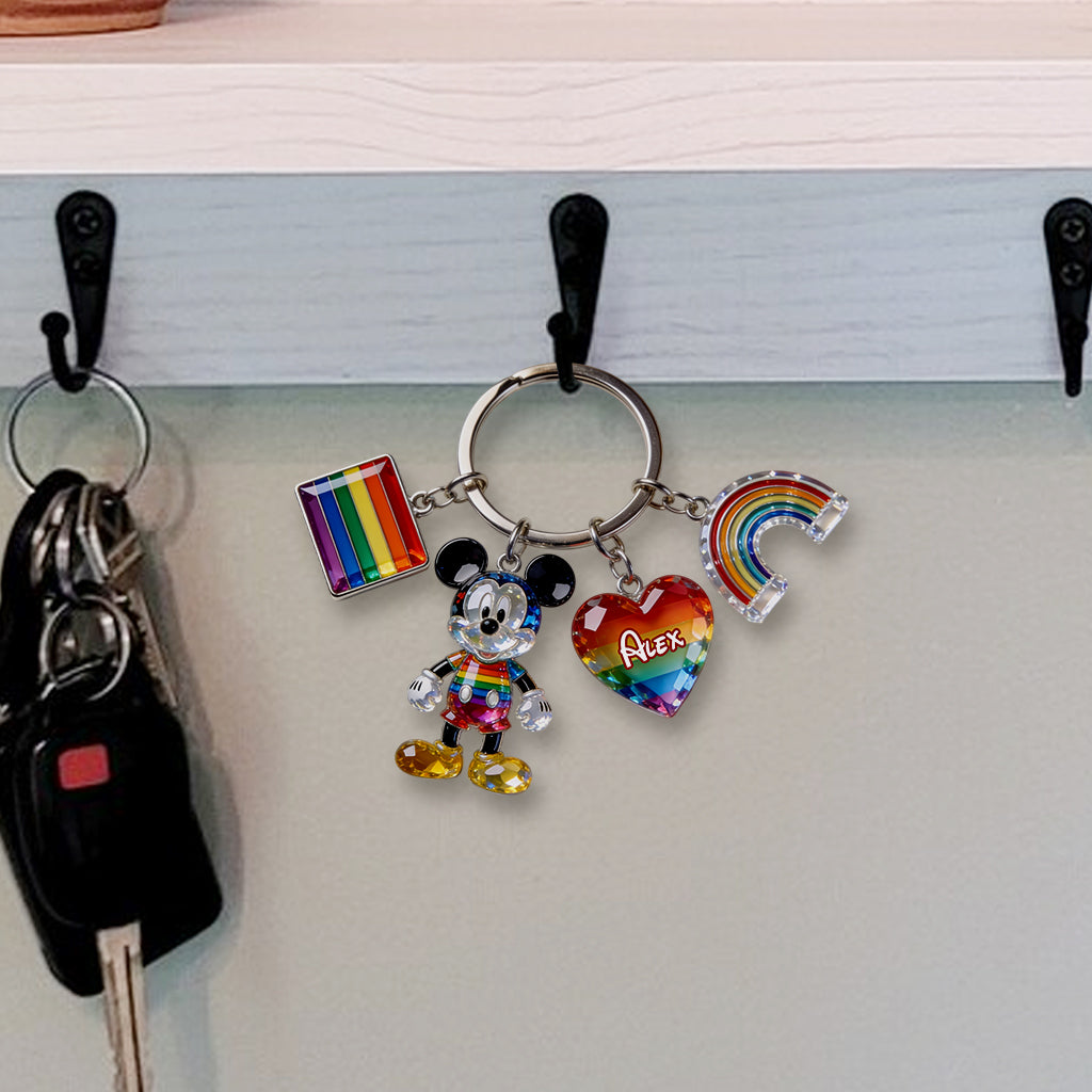 Love Is Love Pride Month - Personalized LGBT Support Premium Keychain With Charms