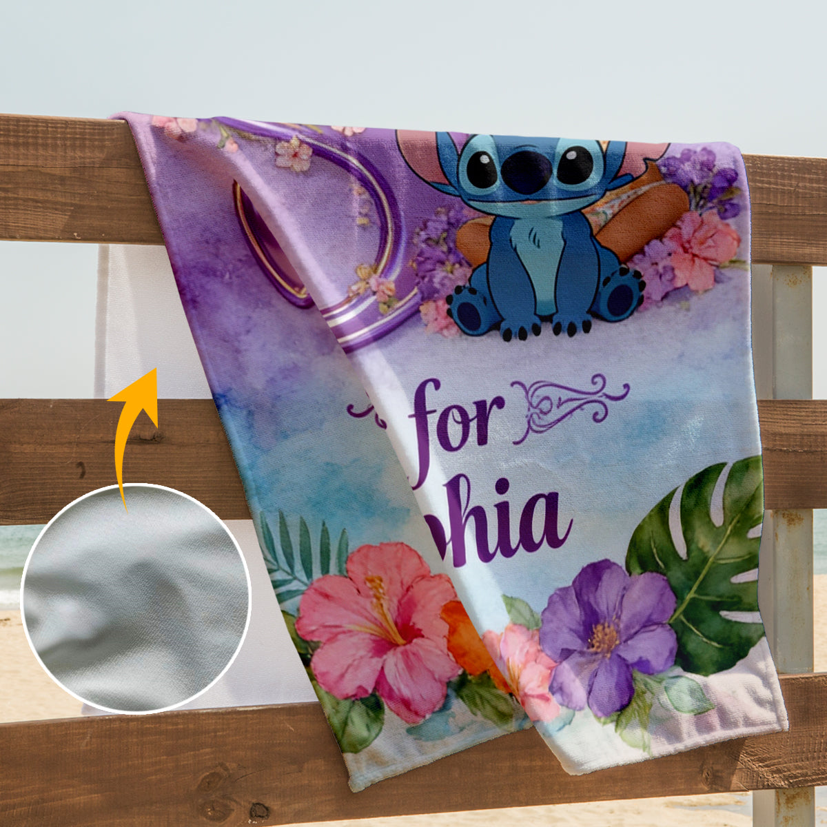 Blue Ohana Alphabet Letter - Personalized Ohana Quick-dry Beach Towel/ Bath Towel