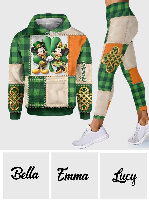 Lucky St. Patrick's Day, Shamrock Patchwork - Personalized Saint Patrick's Day Hoodie and Leggings