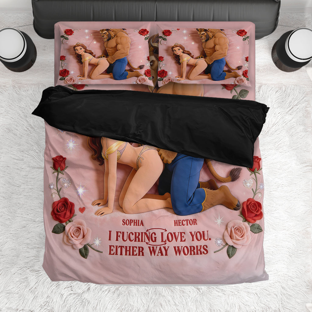 Beauty The Beast, Couple Gift Idea - Personalized Beauty And The Beast Bedding Set