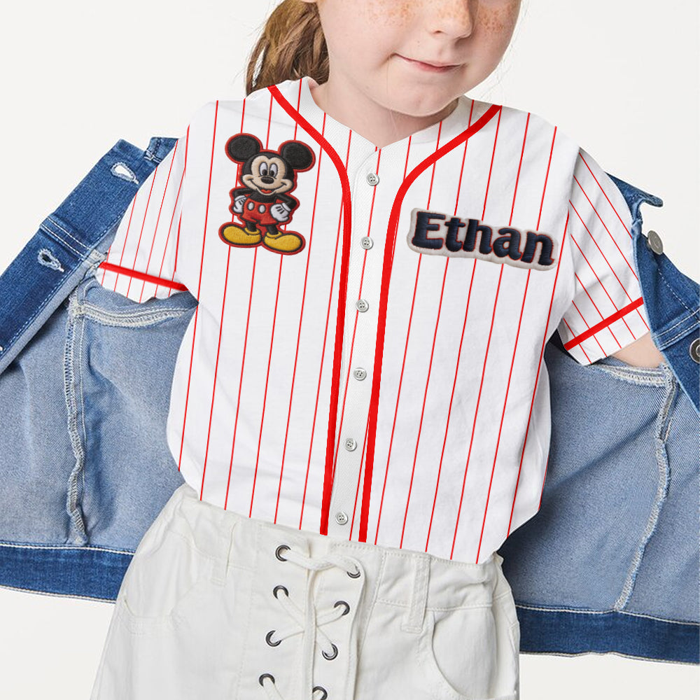 Big Ears Friends High-Five - Personalized Mouse Baseball Jersey