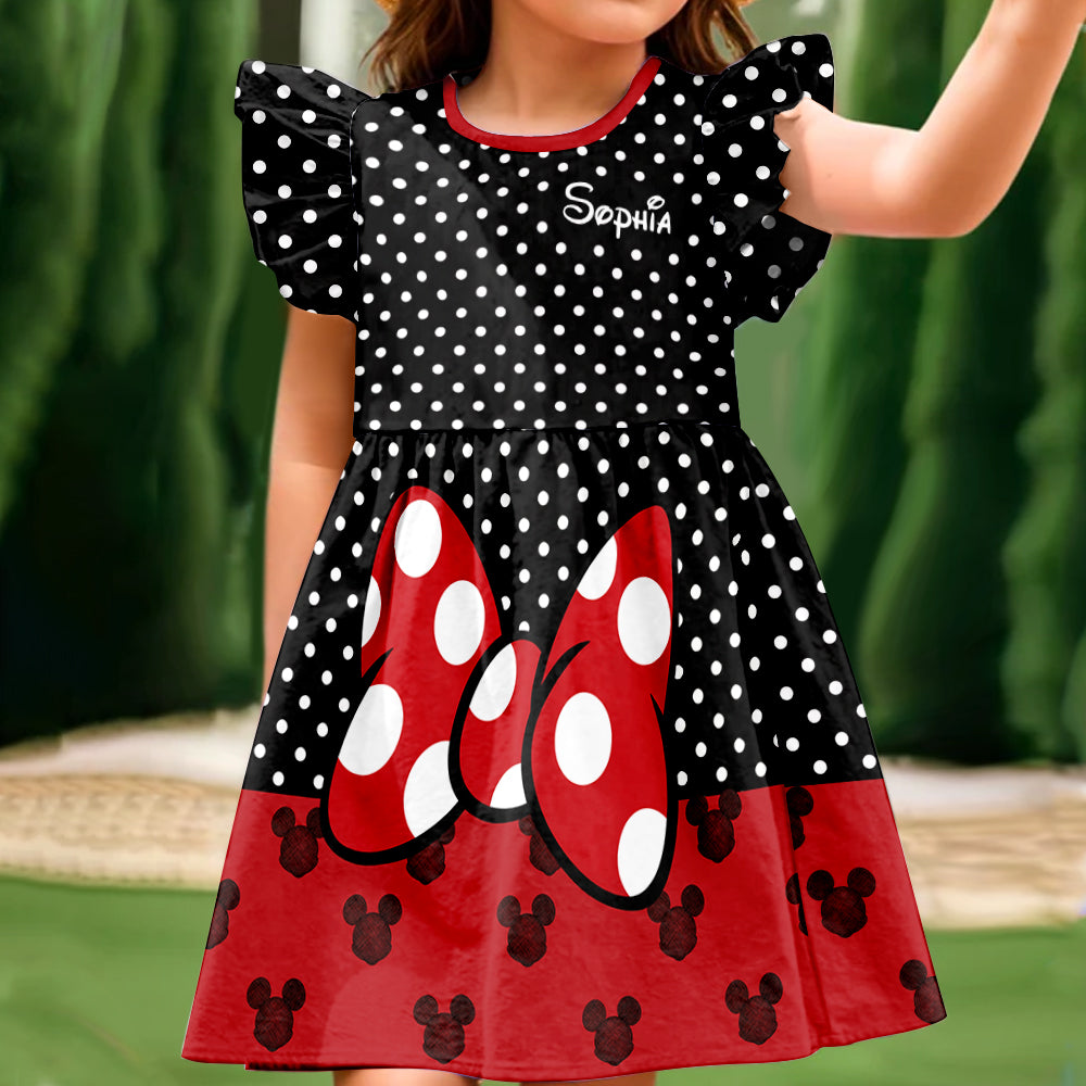 Belive In Magic - Personalized Mouse Kid Ruffle Sleeve Dress