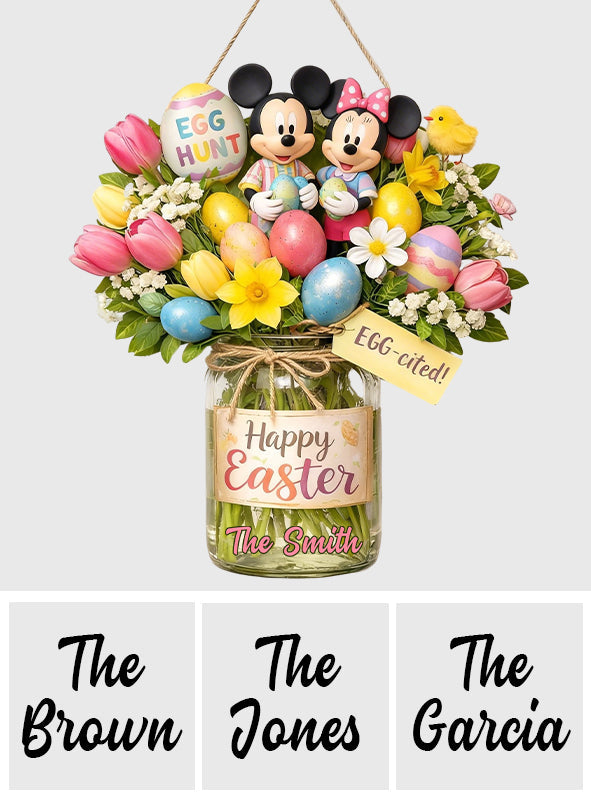 Easter Day Home Decor - Personalized Mouse Custom Shaped Wood Sign
