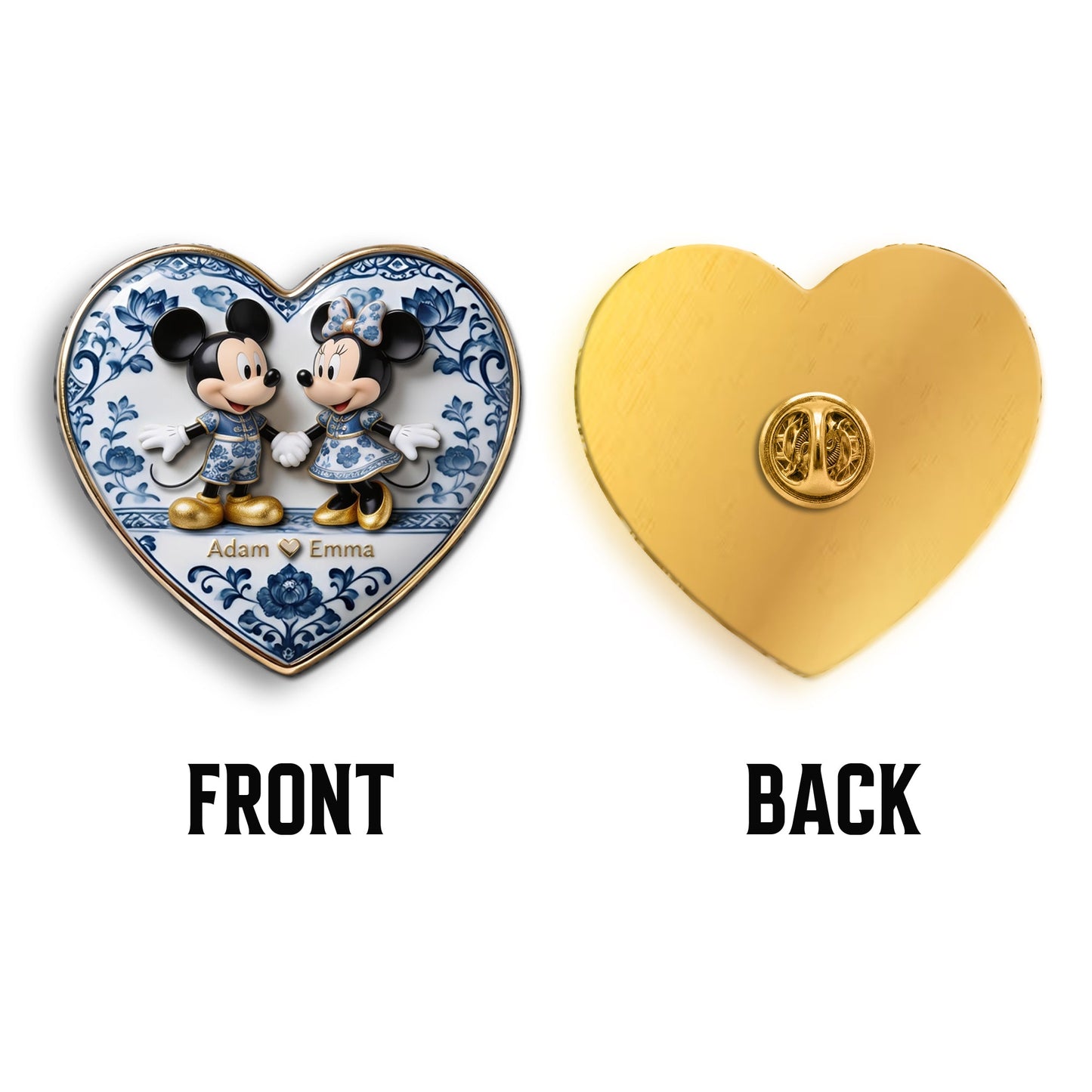 Blue & White Mouse Couple - Personalized Mouse 3D Embossed Enamel Pin