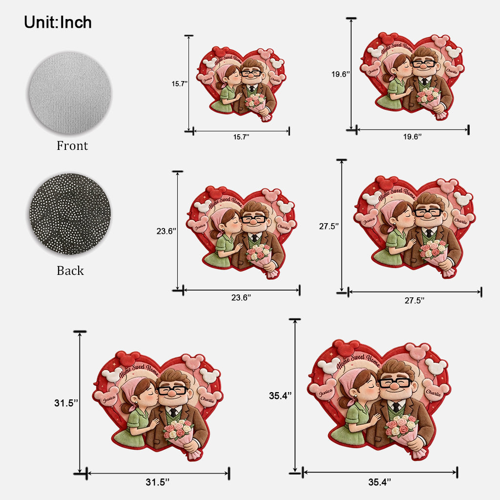 Home Sweet Home - Personalized Up Movie Couple Shaped Doormat/ Rug
