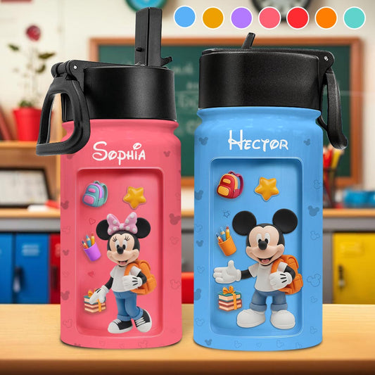 Magical Mouse Ears Ready To Crush School, Fun Gift For Kids - Personalized Mouse Kids Water Bottle