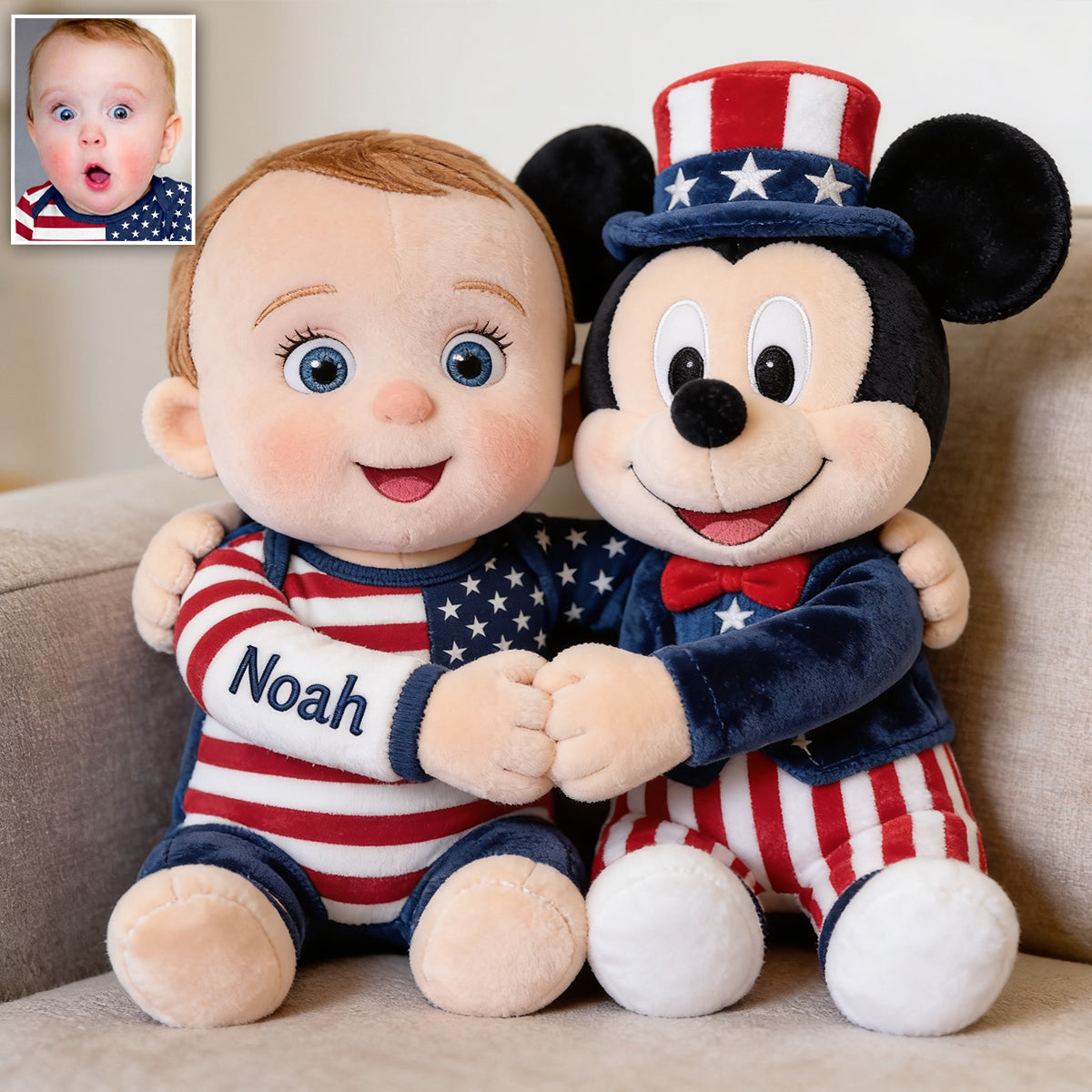 Patriotic Magic Cartoon - Personalized Mouse Premium Faux Fur Pillow