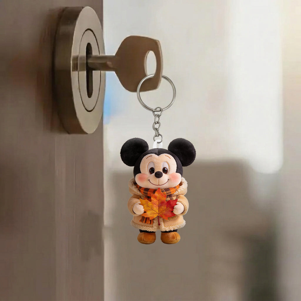 Autumn Cartoon Mouse Character - Personalized Mouse Tumbler With Plush Charm
